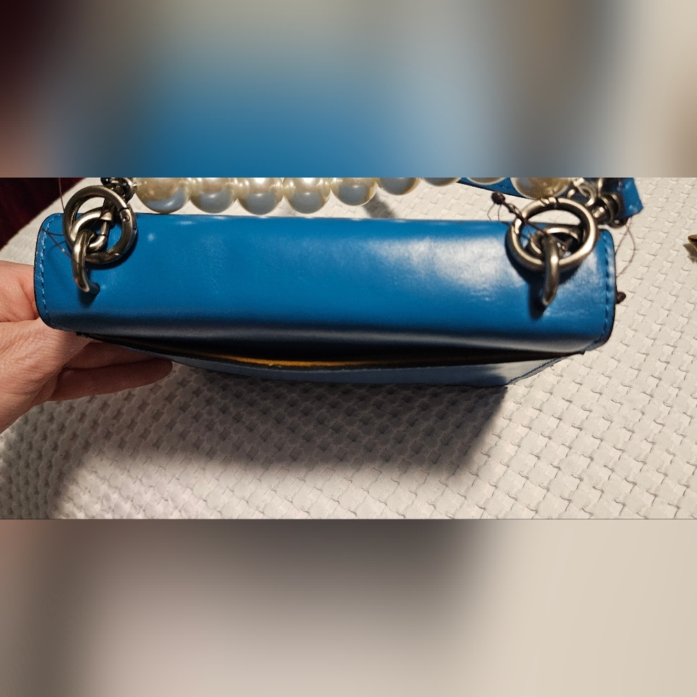 NWT Patricia Nash Leather Veolia Crossbody W/ Detachable Pearl Handle: Turquoise - Picture 9 of 15